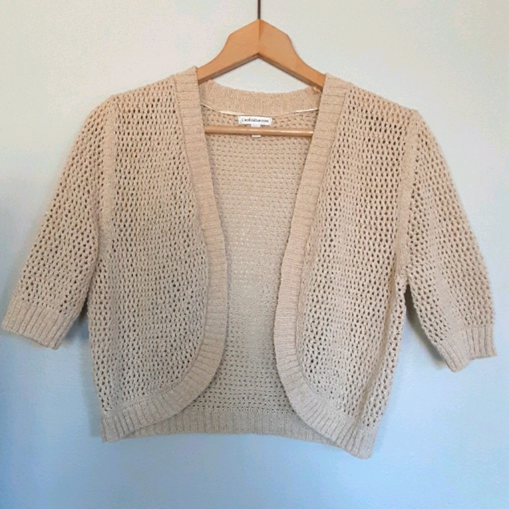 Croft & Barrow Cream Short Sleeve Shrug Sweater
